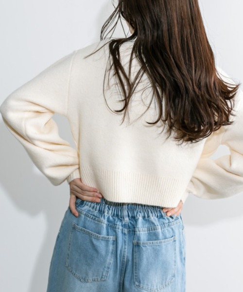 OLIVE des OLIVE(オリーブデオリーブ)の「ハーフZIPハイネックニット 1032050480(ニット/セーター・レディース・ブラック系その他/トップグレー/ブラック/アイボリー・FREE)」の11枚目の写真