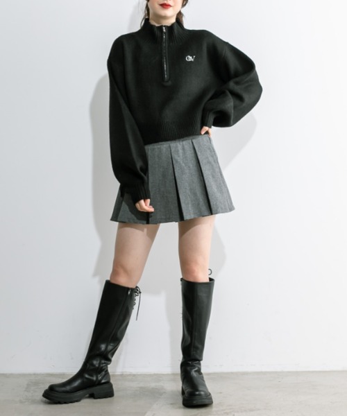 OLIVE des OLIVE(オリーブデオリーブ)の「ハーフZIPハイネックニット 1032050480(ニット/セーター・レディース・ブラック系その他/トップグレー/ブラック/アイボリー・FREE)」の12枚目の写真