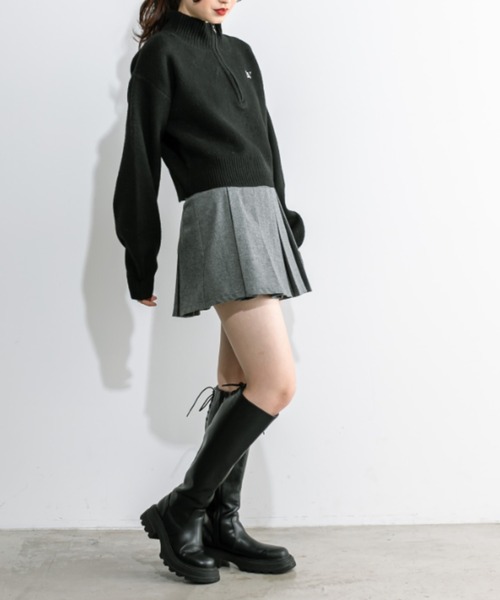 OLIVE des OLIVE(オリーブデオリーブ)の「ハーフZIPハイネックニット 1032050480(ニット/セーター・レディース・ブラック系その他/トップグレー/ブラック/アイボリー・FREE)」の13枚目の写真