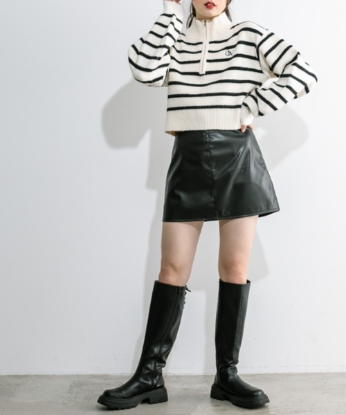 OLIVE des OLIVE(オリーブデオリーブ)の「ハーフZIPハイネックニット 1032050480(ニット/セーター・レディース・ブラック系その他/トップグレー/ブラック/アイボリー・FREE)」の18枚目の写真