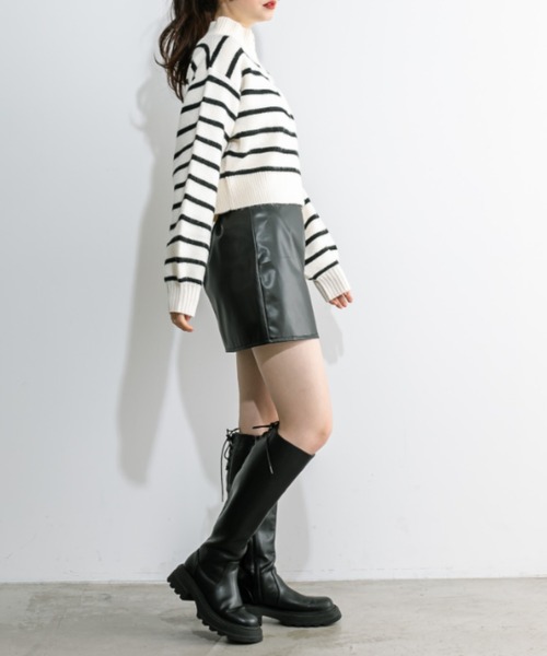 OLIVE des OLIVE(オリーブデオリーブ)の「ハーフZIPハイネックニット 1032050480(ニット/セーター・レディース・ブラック系その他/トップグレー/ブラック/アイボリー・FREE)」の19枚目の写真