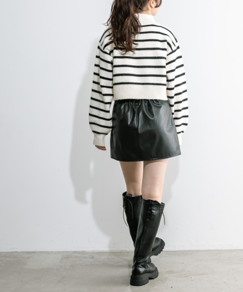 OLIVE des OLIVE(オリーブデオリーブ)の「ハーフZIPハイネックニット 1032050480(ニット/セーター・レディース・ブラック系その他/トップグレー/ブラック/アイボリー・FREE)」の20枚目の写真