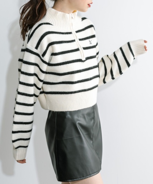 OLIVE des OLIVE(オリーブデオリーブ)の「ハーフZIPハイネックニット 1032050480(ニット/セーター・レディース・ブラック系その他/トップグレー/ブラック/アイボリー・FREE)」の22枚目の写真