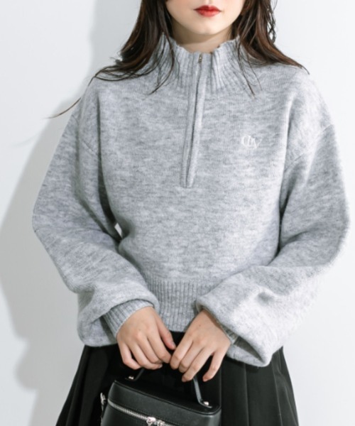ハーフZIPハイネックニット 1032050480（ニット/セーター）｜OLIVE des