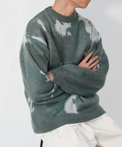 MinoriTY（マイノリティ）の「【 MinoriTY】モヘアタッチニュアンス柄ルーズニット メンズ オーバーサイズ ルーズフィット（ニット/セーター・メンズ・ブラック/チャコール・M/L）」の12枚目の写真