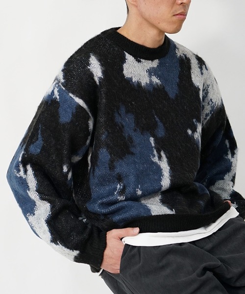 MinoriTY（マイノリティ）の「【 MinoriTY】モヘアタッチニュアンス柄ルーズニット メンズ オーバーサイズ ルーズフィット（ニット/セーター・メンズ・ブラック/チャコール・M/L）」の15枚目の写真