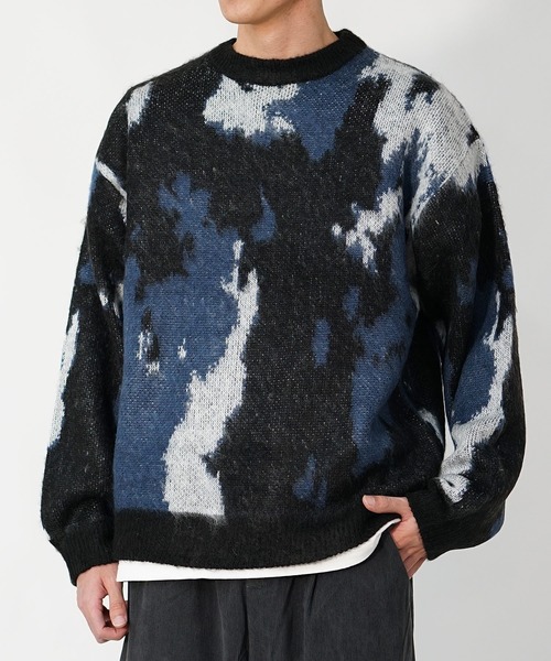 MinoriTY（マイノリティ）の「【 MinoriTY】モヘアタッチニュアンス柄ルーズニット メンズ オーバーサイズ ルーズフィット（ニット/セーター・メンズ・ブラック/チャコール・M/L）」の11枚目の写真