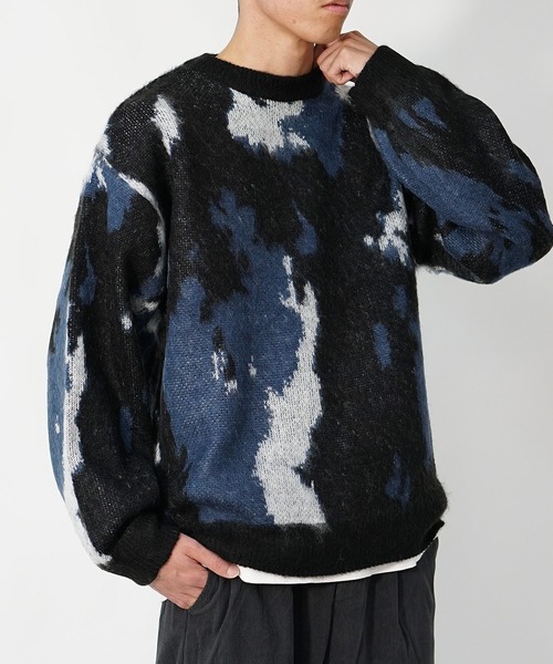 MinoriTY（マイノリティ）の「【 MinoriTY】モヘアタッチニュアンス柄ルーズニット メンズ オーバーサイズ ルーズフィット（ニット/セーター・メンズ・ブラック/チャコール・M/L）」の9枚目の写真