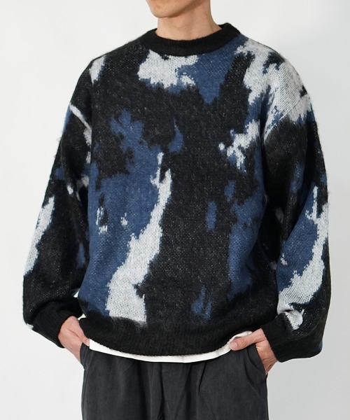 MinoriTY（マイノリティ）の「【 MinoriTY】モヘアタッチニュアンス柄ルーズニット メンズ オーバーサイズ ルーズフィット（ニット/セーター・メンズ・ブラック/チャコール・M/L）」の13枚目の写真