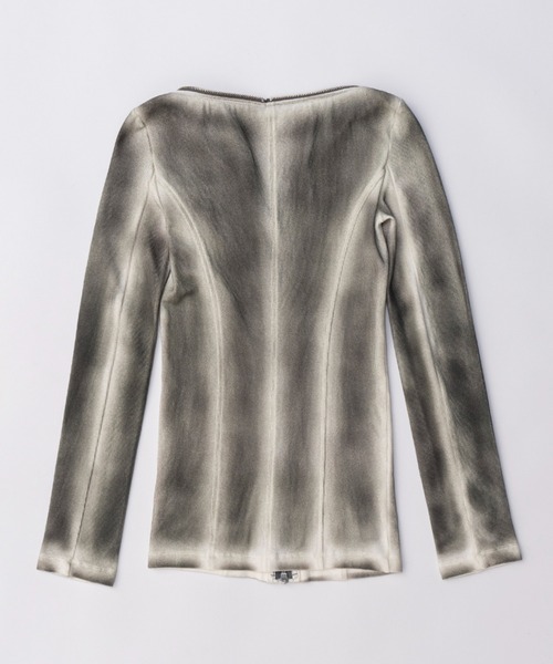 PRANK PROJECT（プランクプロジェクト）の「ペイントリブジップカーデ / Painted Rib Zip Cardigan（Tシャツ/カットソー・レディース・ホワイト/ブラック・FREE）」の14枚目の写真