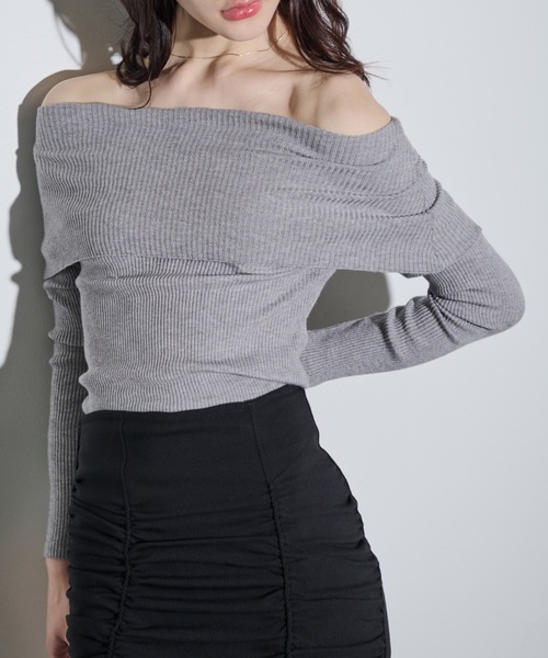 MOCOA'S（モコアズ）の「オフショルニットトップス（ニット/セーター・レディース・ホワイト系その他/ブラック/グレー・FREE）」の16枚目の写真