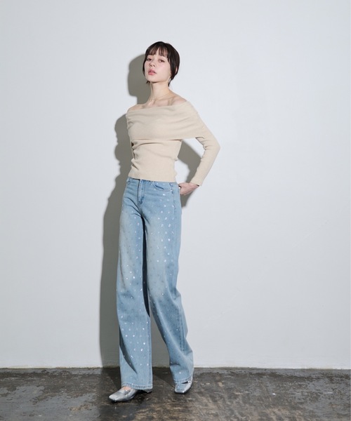 MOCOA'S（モコアズ）の「オフショルニットトップス（ニット/セーター・レディース・ホワイト系その他/ブラック/グレー・FREE）」の15枚目の写真