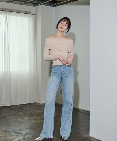 MOCOA'S（モコアズ）の「オフショルニットトップス（ニット/セーター・レディース・ホワイト系その他/ブラック/グレー・FREE）」の9枚目の写真