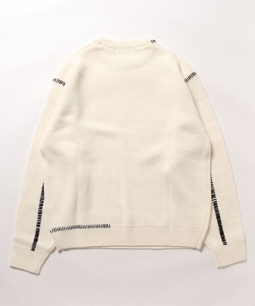 Right-on（ライトオン）の「手差しステッチニット（ニット/セーター・メンズ・ダークグレー/オフホワイト/ブラック・M/L/XL）」の4枚目の写真