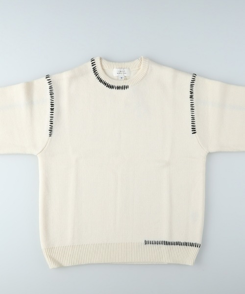 Right-on（ライトオン）の「手差しステッチニット（ニット/セーター・メンズ・ダークグレー/オフホワイト/ブラック・M/L/XL）」の10枚目の写真