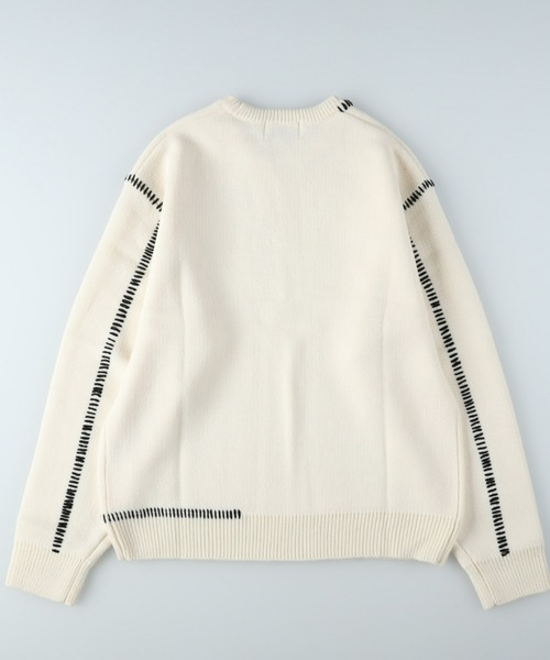 Right-on（ライトオン）の「手差しステッチニット（ニット/セーター・メンズ・ダークグレー/オフホワイト/ブラック・M/L/XL）」の11枚目の写真