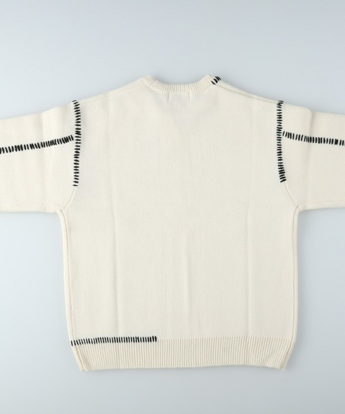 Right-on（ライトオン）の「手差しステッチニット（ニット/セーター・メンズ・ダークグレー/オフホワイト/ブラック・M/L/XL）」の9枚目の写真