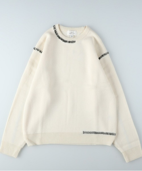 Right-on（ライトオン）の「手差しステッチニット（ニット/セーター・メンズ・ダークグレー/オフホワイト/ブラック・M/L/XL）」の16枚目の写真