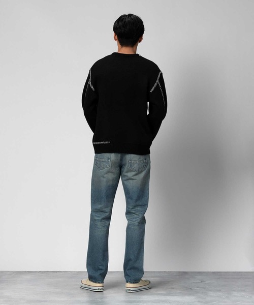 Right-on（ライトオン）の「手差しステッチニット（ニット/セーター・メンズ・ダークグレー/オフホワイト/ブラック・M/L/XL）」の18枚目の写真