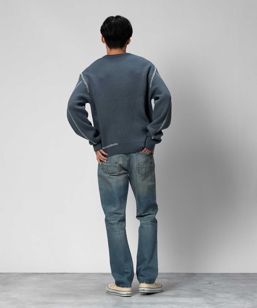 Right-on（ライトオン）の「手差しステッチニット（ニット/セーター・メンズ・ダークグレー/オフホワイト/ブラック・M/L/XL）」の19枚目の写真