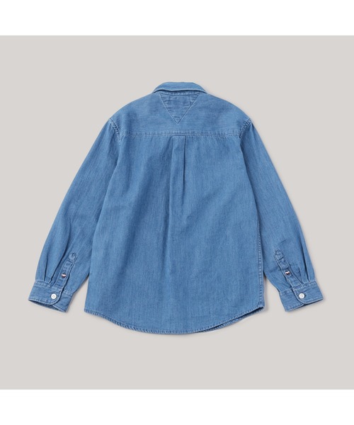 【デニムu0026ダンガリー】デニムシャツ140cmシャンブレー重ね着 シャツ 長袖 デニムシャツ レディース バックボタン 重ね着 コットン ポリエステル シャンブレー 薄手 紫外線 冷房対策 羽織り 体型カバー 着痩せ  すっきり カジュアル パティ GENTIL ジャンティ | ＰＡＴＹ