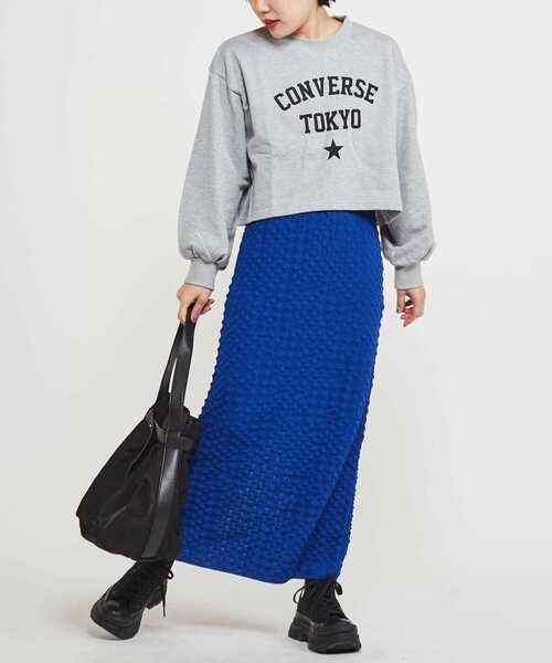 CONVERSE TOKYO(コンバーストウキョウ)の「POPCORN KNIT NARROW SKIRT(スカート・レディース・ブラック/ブルー/ピンク・FREE)」の4枚目の写真