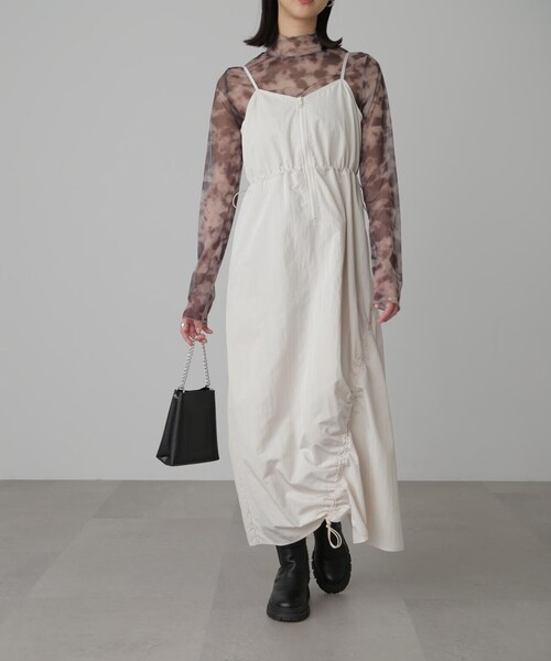 FREE'S MART（フリーズマート）の「◆ナイロンドロストシャーリングジャンスカ（ワンピース・レディース・ブラック/ホワイト・SMALL/MEDIUM）」の21枚目の写真