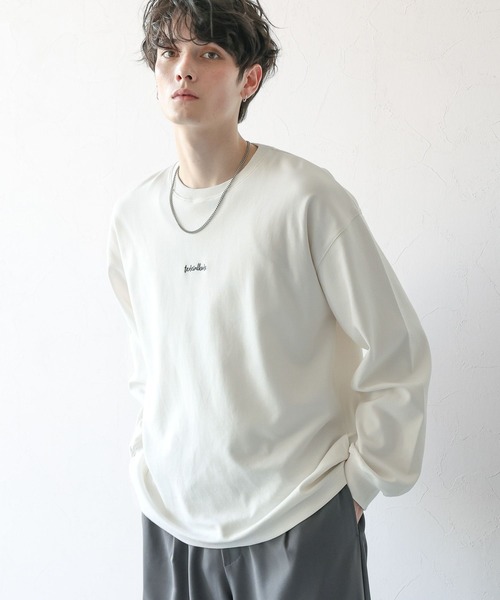 RAGEBLUE(レイジブルー)の「オーバーサイズ/プチ刺繍/ポンチルーズクルーネックロンT(Tシャツ/カットソー・メンズ・ホワイト/ブラック/グレー/ブルー・SMALL/MEDIUM/LARGE)」の13枚目の写真