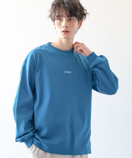 RAGEBLUE(レイジブルー)の「オーバーサイズ/プチ刺繍/ポンチルーズクルーネックロンT(Tシャツ/カットソー・メンズ・ホワイト/ブラック/グレー/ブルー・SMALL/MEDIUM/LARGE)」の5枚目の写真