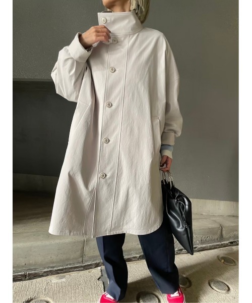 BLACK BY MOUSSY（ブラックバイマウジー）の「big stand collar coat(ビックスタンドカラーコート)（ステンカラーコート・レディース・ベージュ/オフホワイト/ブラック・FREE）」の7枚目の写真