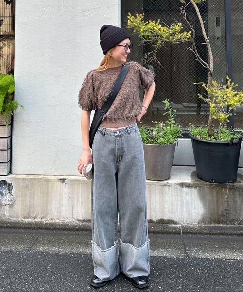 feepur（フェピュール）の「ロールアップワイドデニム（デニムパンツ・レディース・グレー/ネイビー・MEDIUM/SMALL）」の3枚目の写真