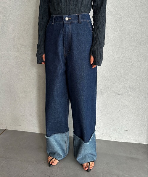 feepur（フェピュール）の「ロールアップワイドデニム（デニムパンツ・レディース・グレー/ネイビー・MEDIUM/SMALL）」の17枚目の写真