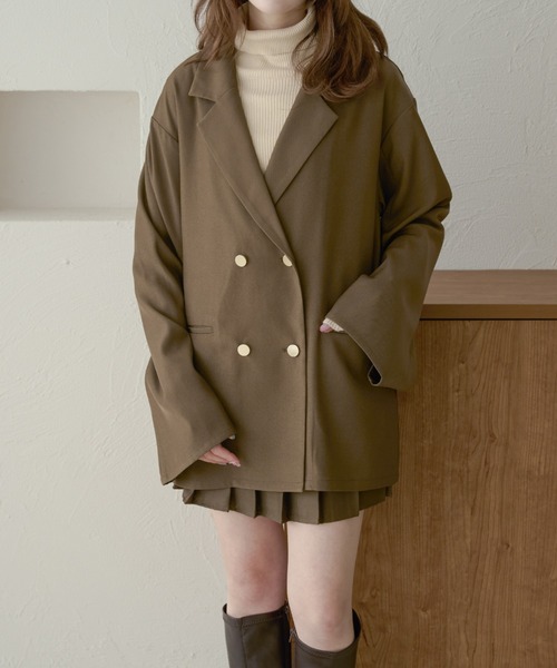 Ambre Neige(アンブルネージュ)の「2WAYダブルカラー袖スリットジャケット/WEB/EC限定商品(テーラードジャケット・レディース・グレー/ダークブラウン・FREE)」の6枚目の写真