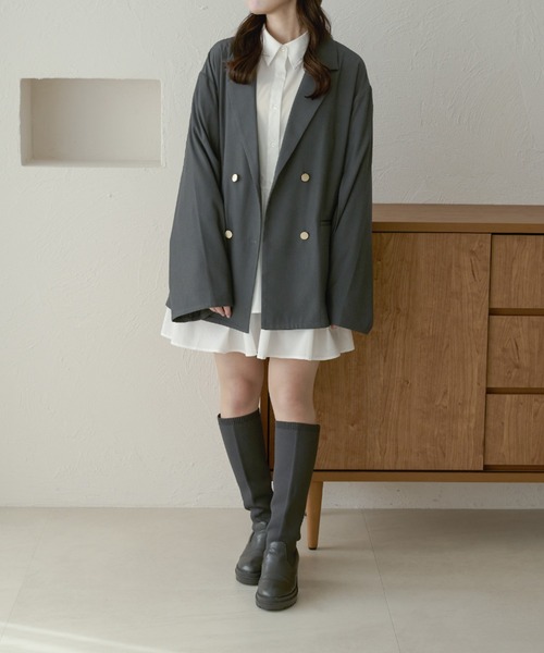 [CHARI]ブルークロス♡ナイロンジャケット【期間限定出品】 セール】大人スポーティMIX。胸刺繍入り袖ファスナー配色