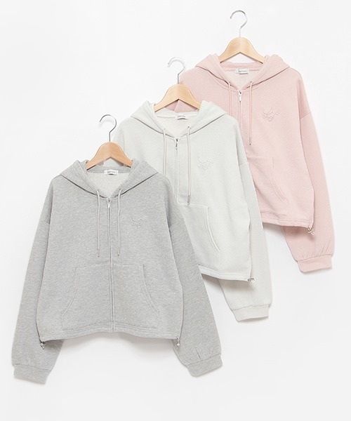 LOVETOXIC（ラブトキシック）の「ラメ裏毛ZIPパーカ（Tシャツ/カットソー・キッズ・アイボリー/シルバー/ピンク・S/M/L）」の4枚目の写真