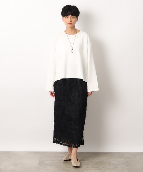 OPAQUE.CLIP(オペークドットクリップ)の「◆シルキーポンチ ワイドトップス【洗濯機洗い可/UVケア】(Tシャツ/カットソー・レディース・ホワイト/ブラック/ホワイト系3・36/38/40/42)」の18枚目の写真