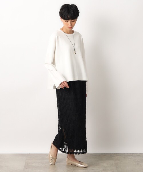OPAQUE.CLIP(オペークドットクリップ)の「◆シルキーポンチ ワイドトップス【洗濯機洗い可/UVケア】(Tシャツ/カットソー・レディース・ホワイト/ブラック/ホワイト系3・36/38/40/42)」の19枚目の写真
