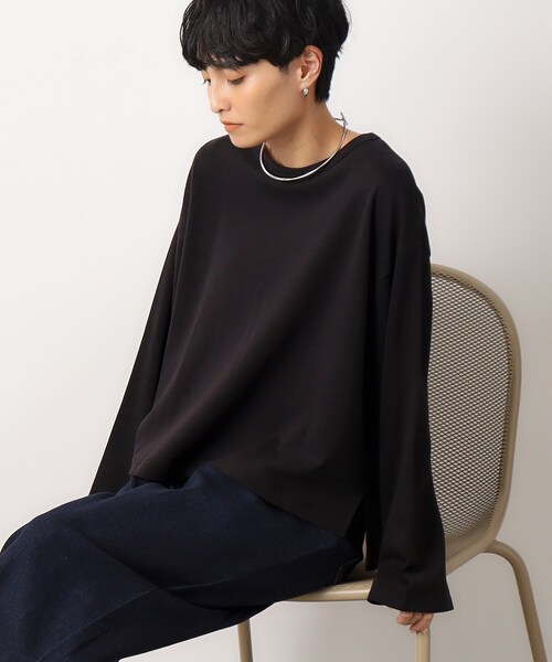OPAQUE.CLIP(オペークドットクリップ)の「◆シルキーポンチ ワイドトップス【洗濯機洗い可/UVケア】(Tシャツ/カットソー・レディース・ホワイト/ブラック/ホワイト系3・36/38/40/42)」の21枚目の写真