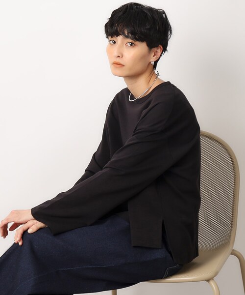 OPAQUE.CLIP(オペークドットクリップ)の「◆シルキーポンチ ワイドトップス【洗濯機洗い可/UVケア】(Tシャツ/カットソー・レディース・ホワイト/ブラック/ホワイト系3・36/38/40/42)」の11枚目の写真
