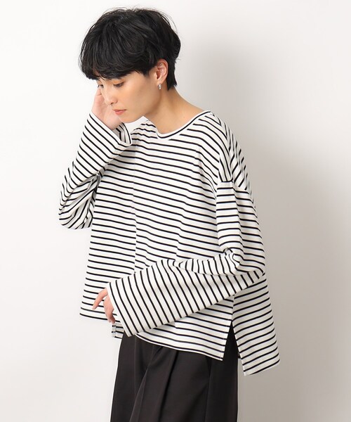 OPAQUE.CLIP(オペークドットクリップ)の「◆シルキーポンチ ワイドトップス【洗濯機洗い可/UVケア】(Tシャツ/カットソー・レディース・ホワイト/ブラック/ホワイト系3・36/38/40/42)」の14枚目の写真