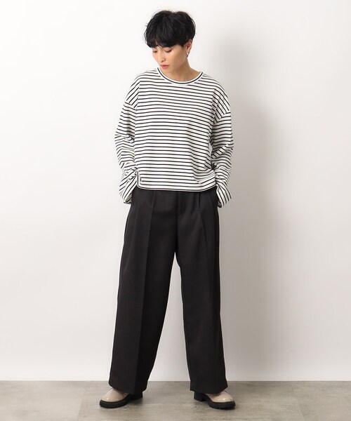 OPAQUE.CLIP(オペークドットクリップ)の「◆シルキーポンチ ワイドトップス【洗濯機洗い可/UVケア】(Tシャツ/カットソー・レディース・ホワイト/ブラック/ホワイト系3・36/38/40/42)」の15枚目の写真