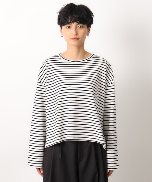 OPAQUE.CLIP(オペークドットクリップ)の「◆シルキーポンチ ワイドトップス【洗濯機洗い可/UVケア】(Tシャツ/カットソー・レディース・ホワイト/ブラック/ホワイト系3・36/38/40/42)」の6枚目の写真