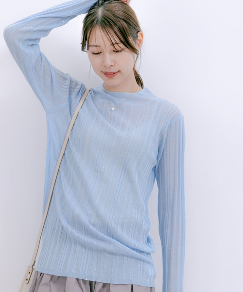 Jayro(ジャイロ)の「ランダムリブハイネックプルオーバー(ニット/セーター・レディース・ブラック/ホワイト系その他5/ブルー/ホワイト系その他/グリーン・M)」の22枚目の写真