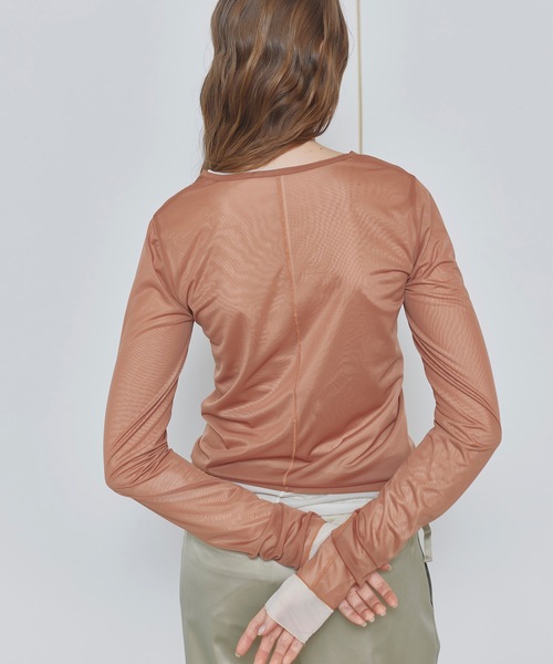 【セール】【InRed掲載商品】ロングスリーブシアートップス(Tシャツ/カットソー)|TENTO(テント) 【セール】【InRed掲載商品】ロングスリーブシアートップス(Tシャツ/カットソー)|TENTO(テント)