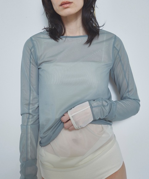 【セール】【InRed掲載商品】ロングスリーブシアートップス(Tシャツ/カットソー)|TENTO(テント) 【セール】【InRed掲載商品】ロングスリーブシアートップス(Tシャツ/カットソー)|TENTO(テント)