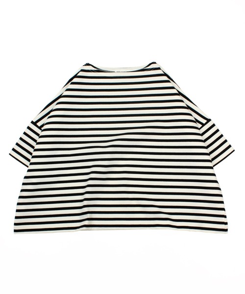 A.U.G. relaxing(オーグリラクシング)の「A.U.G. relaxing ワイド Tee (MADE IN JAPAN)(Tシャツ/カットソー・レディース・オフホワイト/ホワイト×ブラック/ブラック/ホワイト×ブラウン・FREE)」の14枚目の写真