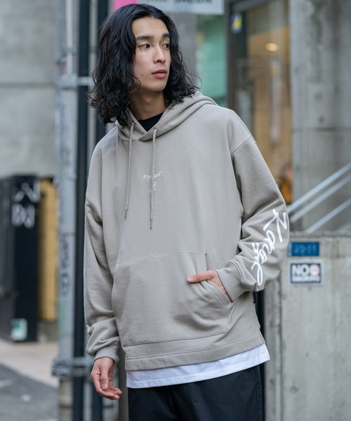 【セール】【KANGOL/カンゴール】 フェイクレイヤード 袖プリント ビッグシルエット 裏毛フーディー プルオーバーパーカー（パーカー）｜KANGOL（カンゴール）