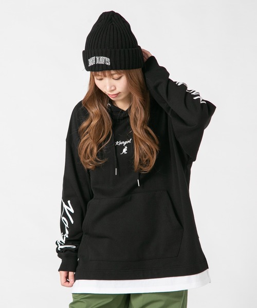 KANGOL(カンゴール)の「【KANGOL/カンゴール】 フェイクレイヤード 袖プリント ビッグシルエット 裏毛フーディー プルオーバーパーカー(パーカー・メンズ・ブラック/グレー/ライトグリーン・MEDIUM/LARGE/X-LARGE)」の14枚目の写真