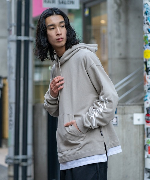 KANGOL(カンゴール)の「【KANGOL/カンゴール】 フェイクレイヤード 袖プリント ビッグシルエット 裏毛フーディー プルオーバーパーカー(パーカー・メンズ・ブラック/グレー/ライトグリーン・MEDIUM/LARGE/X-LARGE)」の18枚目の写真