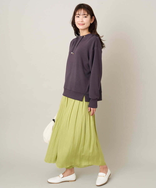 a.v.v（アーヴェヴェ）の「ハイネックダンボールフーディー（パーカー・レディース・チャコールグレー/アイボリー・42/40/36/38/34）」の5枚目の写真
